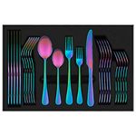 Rainbow Cutlery Set, 30 Piece Stainless Steel Dinnerware Set, Flatware Set Service for 6, Silverware Utensil Set with Knife, Fork, Spoon, Dessertspoon, Use for Home, Restaurant and Gift with Gift Box