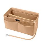 Ropch Felt Insert Bag Organiser, Handbag Organiser Insert Bag in Bag Tote Organiser Bag Pouch with Detachable Zipper Bag and Key Chains, Beige/XL