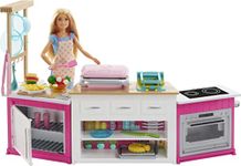 Barbie Careers Playset, Ultimate Kitchen Set with Blonde Chef Fashion Doll, Food Molds, 5 Dough Colors & 20+ Accessories, Lights & Sounds (Amazon Exclusive)