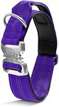 Black Rhino - Tactical Dog Collar Ultra-Soft Neoprene Padded Dog Collars for Medium, Large, XL Dogs | Heavy Duty Metal Buckle | Padded Handle for Dog Training (Large, Purple)