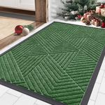 Smiry Front Door Mat Outside Entrance, Heavy Duty Natural Rubber Mat, Sturdy Trap Dirt and Moisture Indoor Outdoor Door Mat, Easy Clean Low Profile Doormat Outdoor Entrance, 29.5x17 Inch, Green