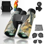 LUXUN 12x50 Binoculars for Adults Long Range, HD Waterproof Binoculars with Smartphone Adapter, 20mm Large Eyepiece Hunting Birdwatching Binoculars with FMC BAK4 Prism (Camouflage)