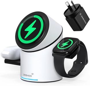 ZEEHOO 3 in 1 Wireless Charging Station Compatible with Magsafe Charger Stand, Qi2 15W Fast Charger Auto-Rotating Multiple for iPhone 16/15/14/13/12, AirPods, iWatch/Ultra