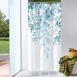 Gibelle Small Stall Shower Curtain 36 x 72, Narrow Half Spa Blue Floral Shower Curtain for Bathroom, Watercolor Plant Eucalyptus Leaves Fabric Shower Curtain Set with Hooks