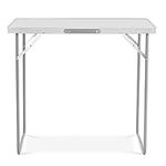 SA Products Utility Folding Table - Portable Foldable Table for Camping, Party & Picnic - Lightweight Small Folding Table - Sturdy Outdoor Patio Furniture with Aluminium Frame (2.3ft White)