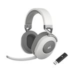 CORSAIR HS65 WIRELESS Multiplatform Gaming Headset with Bluetooth – Dolby 7.1 Surround Sound – Omni-Directional Microphone – iCUE Compatible – PC, Mac, PS5, PS4, Nintendo Switch, Mobile – White