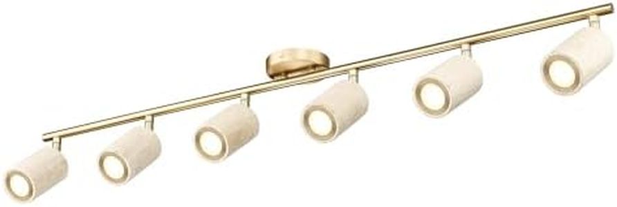 FEMILA Natural Stone Track Lighting Kit, 3000K LED Track Lights Ceiling Mount, 44.5" Track Lighting Fixtures for Kitchen, Living Room, Hallway, Brushed Gold, 4FS107TL-6 BG-NS