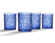 Jax Double Old Fashioned Beverage Glass Cup by Godinger – Blue – Set of 4