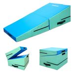 Triclicks Foldable Incline Gymnastics Mat, Wedge Gymnastics Mat, Cheese Wedge Skill Shape Tumbling Mats with Carry Handle, 60 x 60 x 43cm, Yoga Mats for Home Fitness Aerobic Exercise (Blue)
