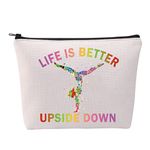 Gymnast Cosmetic Bag Gymnast Inspirational Gift Gymnastics Lover Gift Tumbling Girl Travel Bag Gymnastics Zipper Pouch Makeup Bag (LIFE DOWN ca)