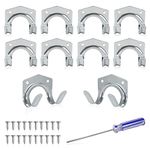 LEONTOOL 10 Pcs Tool Hanger Hooks Set with Screws Garage Hooks Tool Organizer Wall Mounted Wall Mounted Double Tool for Garage Shed Hanging Bracket Garden Tools