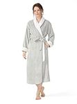 Femofit Robe for Women Flannel Fleece Lounge Bathrobe Full Length Plush Robe S~XL (L, Green)