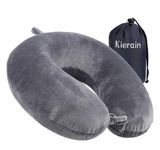 kierain Travel Pillow Memory Foam Neck Pillow for Travel Support Pillow Luxury Compact Lightweight Quick Pack for Camping Sleeping Rest Cushion (Gray)