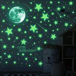 ECHOCUBE 637pcs Glow in the Dark Wall Stickers,114pcs Realistic 3D Luminous Stars, 1 Moon Wall Stickers,522pcs Dots for Ceiling or Walls,DIY Luminous Adhesive Stickers for Kids Baby Bedroom Decoration