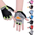 CubePlug Kids Boy Girl Cycling Climing Half Finger Gloves GEL Padded BMX Bike Fingerless [SPI] (L, Green)