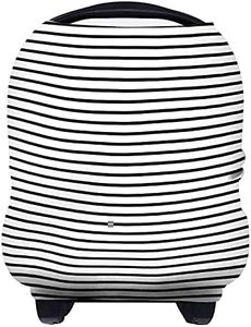 Yoofoss Nursing Cover Breastfeeding Scarf - Baby Car Seat Covers, Infant Stroller Cover, Strechy Carseat Canopy for Boys and Girls (Black Stripe)