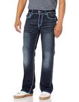 True Religion Men's Billy Super T Boot Cut Flap Jean, Indigo Blue, 30