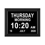 ybest 8 inch Dementia Clock 8 Alarm Options Digital Day Calendar Clocks Extra Large Display Non-Abbreviated Day & Month for Senior Elderly Impaired Vision Memory Loss Clock