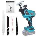 Yofuly Cordless Reciprocating Saw Compatible with Makita 21V Battery, Electric Brushless Reciprocating Saw Variable with 4 Saw Blades for Woods Metal Cutting (Battery Not Included)