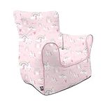 rucomfy Beanbags Unicorn Castle Childrens Armchair Bean Bag. Pastel Pink Rainbow Recliner Chair for Kids Comfort Support. Pre Filled Durable Machine Washable - L45 x W52 x H64cm (Non-Personalised)