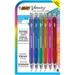 BIC Velocity Mechanical Pencils with Colored Leads, Medium Point (0.7 mm), 6-Count Pack, Perfect for Drawing and Journaling (MV7CP61-AST)