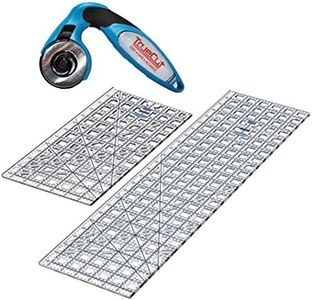 TrueCut Rotary Cutter Set - 3 Items: Large TrueCut Quilting Ruler (24.5-Inch by 6.5-Inch), Medium TrueCut Quilting Ruler (12.5-Inch by 6.5-Inch) and My Comfort Cutter Ergonomic Rotary Cutter (45mm)