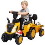 Qaba Ride On Tractor, Caterpillar Licensed Kids Ride on Toys Push Car with Shovel, Detachable Trailer, No Power Construction Car for Toddlers 18-36 Months, Yellow