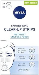 NIVEA Clear Up Strips Skin Refining, 6 Pieces (Pack of 2) Fruit Acid and Lemon Essence-based Cleaning Patches for T-zone, Forehead, Nose, and Chin, Effectively Remove Dust, Makeup, Grease, and