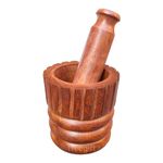 Treegift Wooden Mortar and Pestle set//Wooden Imam Dasta //Wooden Ohkli Musal//Wooden Kharal for Mixer and Grinder Spices and Herbs.Sheesham Wood, Size-(4" by 3.75") inch