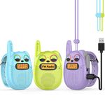 QNIGLO Rechargeable Walkie Talkie for Kids 3 Pack, Wearable Watch Walkie Talkies 3 with 99 Private Codes, PMR446 2 Way Radio Walky Talky with FM Radio, Toys Children Walkie Talkies for 3+ Years Kids