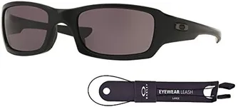 Oakley Fives Squared OO9238 923810 54M Matte Black/Warm Grey Sunglasses For Men+BUNDLE Accessory Leash Kit + BUNDLE with Designer iWear Eyewear Kit