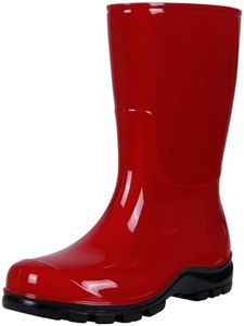 Asgard Women's Mid Calf Rain Boots Short Rubber Boots Waterproof Garden Shoes for Ladies Red 36 (6)