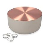 Navaris Jewellery Box ø 11.5cm - Round Concrete Jewellery Storage Organiser Bowl Trinket Pot with Copper Metal Lid for Small Accessories and Trinkets