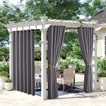 NICETOWN Outdoor Curtains Waterproof 2 Panels - Thick Thermal Insulated Sun Blocking Blackout Drapes with Grommets for Gazebo/Backyard/Yard (84 x 84 Inches, Grey)