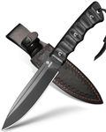 NedFoss BLACK PHOENIX Hunting Knife with Holster, 5.5" Survival Knife, 8Cr14Mov Blade, G10 Handle, Full Tang, Bushcraft Fixed Blade Knife, Camping Knife Gifts for Men