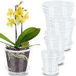 TOUYINGER Orchid Pots with Holes, 12 Pcs Clear Plant Pots 11cm/15cm/17cm/21cm Thickened Plastic Plant Pot, Transparent Nursery Flower Pot for Indoor Outdoor Orchid Repotting