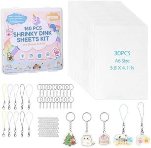 ONEDONE 161 Pcs Shrink Plastic Sheets Keychain Making Kit - 30 Pcs Shrink Dink Sheets 5.8" X 4.1",Key Chains, Lobster Clasps, Shrink Art Paper Shrinky Film Papers DIY Crafts for Adults & Teens