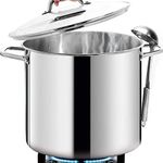 HOMICHEF Commercial Grade Large Stock Pot 20 Quart with Lid - Nickel Free Stainless Steel Cookware Stockpot 20 Quart - Healthy Cookware Polished Stockpots - Heavy Duty Induction Pot Soup Pot with Lid