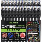 GEARIT 24-Pack, Cat5e Ethernet Patch Cable 3 Feet - Snagless RJ45 Computer LAN Network Cord, Black