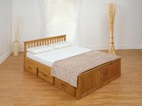 Mission Captains Storage Bed 4FT6 Double in Waxed Pine