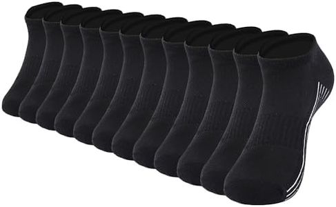Sunew Short Casual Bamboo Socks, 6 Pairs Sport Running Jogging Ankle Tennis Hiking Socks for Home Training,Quality Athletic or Work Socks Black M