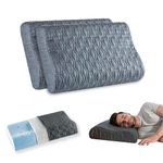 The White Willow Orthopedic Cervical Set of 2 Cooling Gel Memory Foam Pillow For Neck, Shoulder & Spondylitis Pain Relief Bed Pillow For Sleeping With Pillow Cover (24"L x 16.5"W x 4.5"H) Grey King