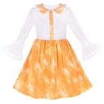 Sunny Fashion Girls Dress Lace Yellow Long Sleeve Blouse Top Collar Age 7 Years