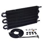 EVIL ENERGY 5/16" Transmission Oil Cooler, 6 Pass Tube and Fin Cooler Kit Universal Aluminium Black