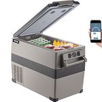 VEVOR 45L Portable Car Refrigerator 48 Quart LG Compact RV Fridge 12/24V DC & 110-240V AC Vehicle Car Truck Boat Mini Electric Freezer for Driving Travel Fishing Outdoor and Home Use -4°F-68°F, Grey