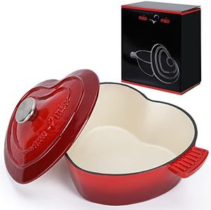 MIAMIO - Enameled Cast Iron Dutch Oven in Heart Shape Non Stick Pot/Present for Christmas, Suitable for All Heat Types + Oven (3 L, 24 cm)