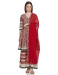 Indya Women's Cotton Floral Print Kurta Sets (ICD00642D_Red_XL)