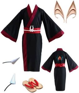 ZNZXYCOS Adult Anime Cosplay Black Kimono Red Clogs Men's Suit Halloween Costume (XX-Small)