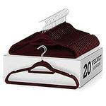 ZOBER Velvet Coat Hangers w/ Tie Bar - 20-Pack Premium Non-Slip Velvet Hangers for Clothes - Space-Saving Clothes Hangers w/ 360 Degree Swivel Hook for Suits, Trousers and Accessories - Burgundy