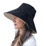 Alexvyan Bucket Cap Hats Reversible for Women UV Protection Wide Brim Summer Cap for Girls Hat UV Protection Breathable Casual Beach Hat, Sun Protection Cap for Women. (Black & Beige Reversible)